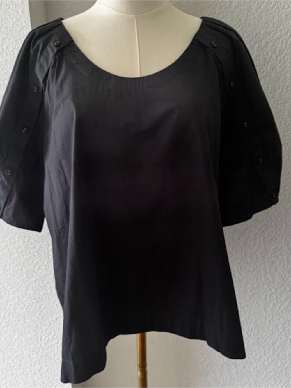 LOFT Puff Sleeve Charcoal Blouse, Size Large *NWT